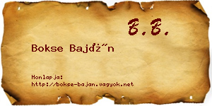 Bokse Baján névjegykártya